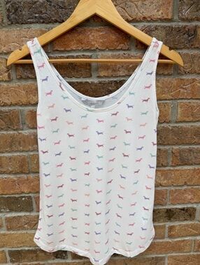 Red Herring Debenhams Dachshund Dog Print Tank Top Size 8